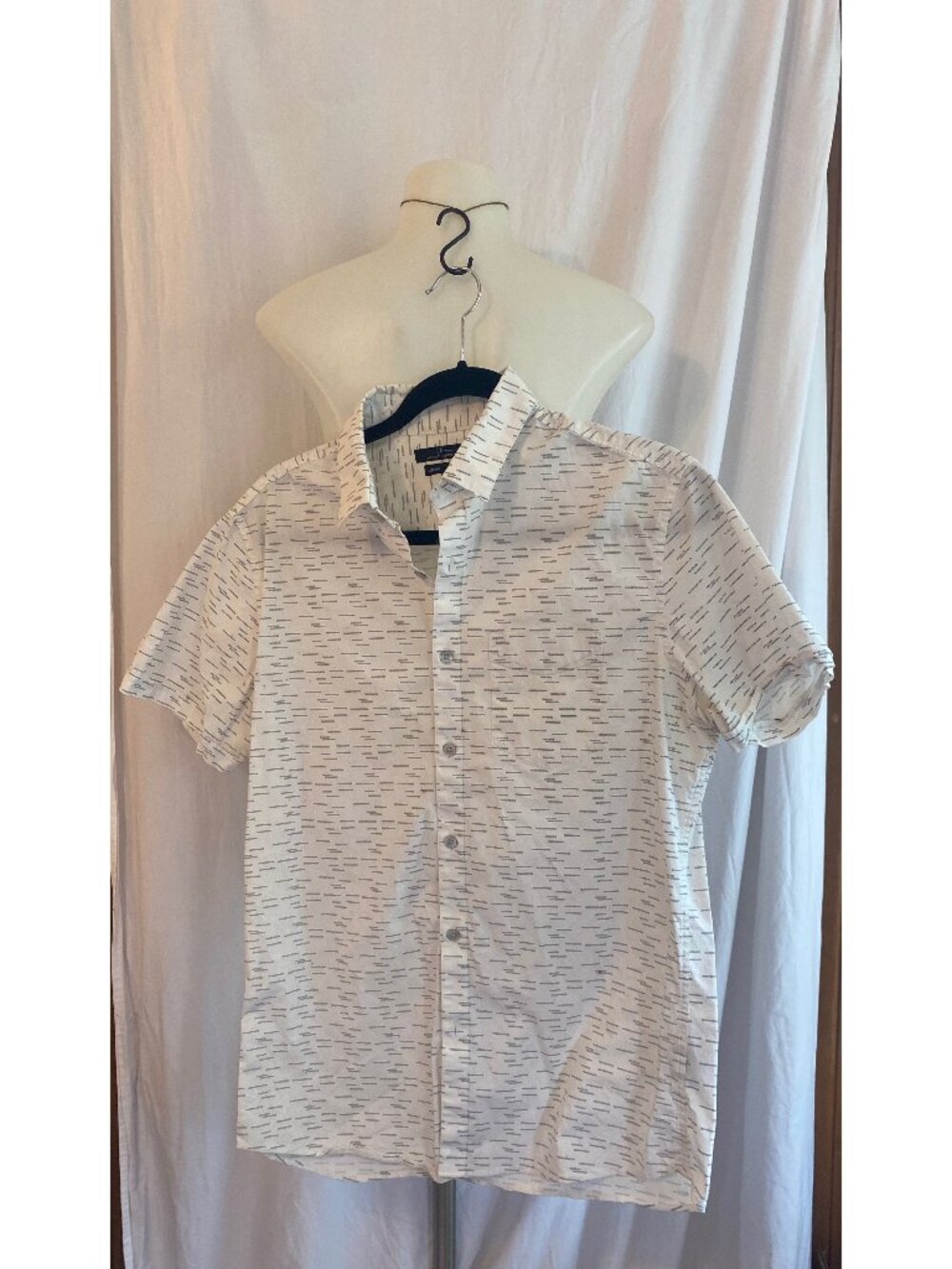 Marc Anthony White Luxury Slim Fit Men's Short Sleeve Button Down Shirt M